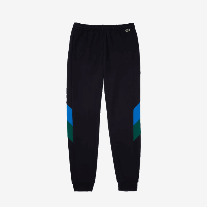 mornarsko plava zelena 1fd 6H4B1090 muškarci Lacoste pamučne flis hlače za trčanje s colorblock trakama