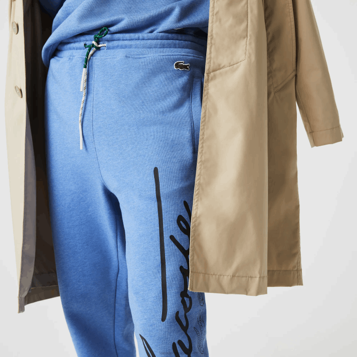 plava kina hg3 6H4B1067 muškarci Lacoste hlače za trčanje od pamučnog flisa s potpisom i uzorkom krokodila