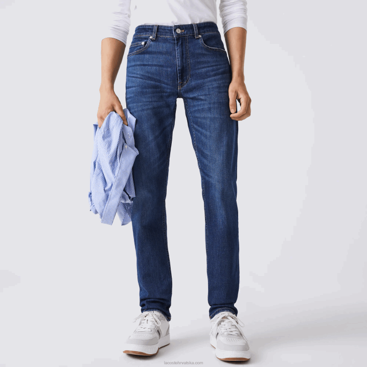 plava mk9 6H4B419 muškarci Lacoste uske hlače od rastezljivog pamučnog trapera