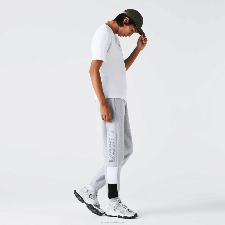 siva chine bijela crna p0f 6H4B1108 muškarci Lacoste brendirane colorblock flis jogging hlače