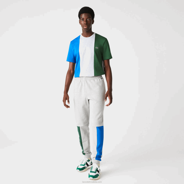 siva chine plava zelena hkb 6H4B1179 muškarci Lacoste hlače za trčanje od mješavine pamučnog flisa u boji
