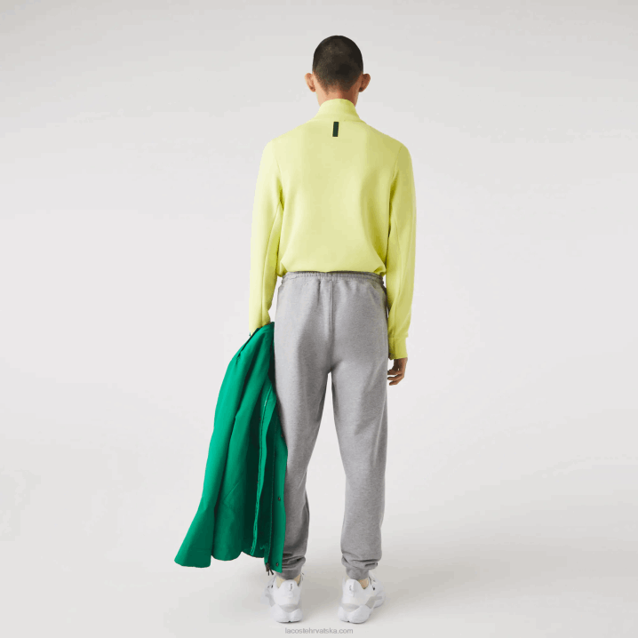 sivi chine 4jv 6H4B1065 muškarci Lacoste hlače za trčanje od pamučnog flisa s potpisom i uzorkom krokodila