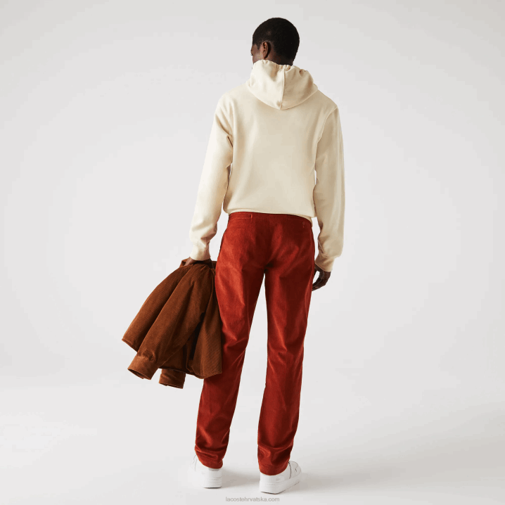 smeđa ql2 6H4B1643 muškarci Lacoste ravne hlače od samta