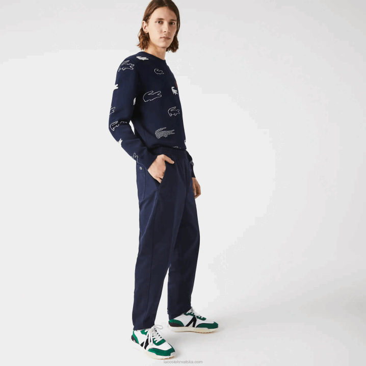 tamnoplava 166 6H4B1164 muškarci Lacoste rastezljive pamučne hlače za trčanje