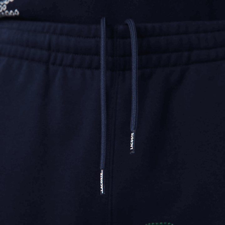 tamnoplava 166 6H4B1206 muškarci Lacoste pamučne flis hlače za trčanje s destrukturiranim brendom baštine