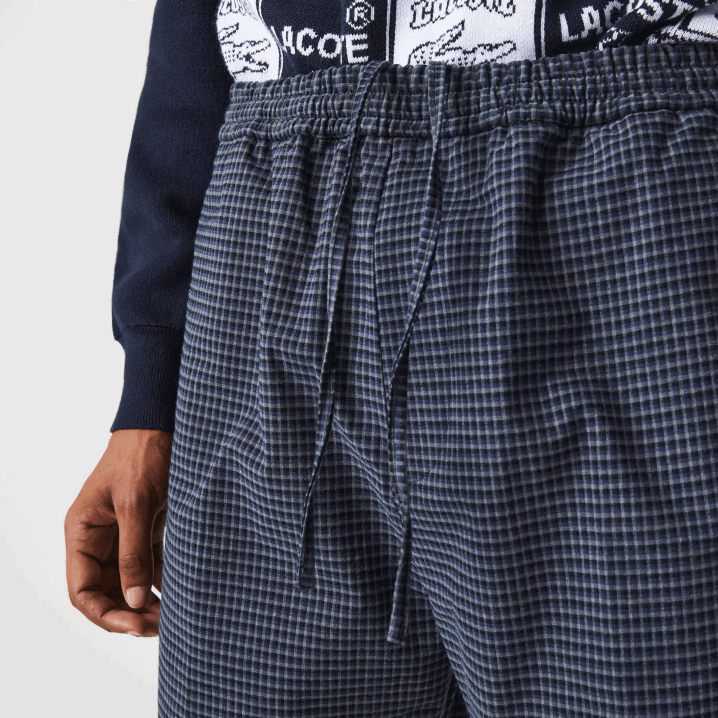 tamnoplava bijela qrn 6H4B1167 muškarci Lacoste heritage kockaste rastezljive pamučne hlače za trčanje