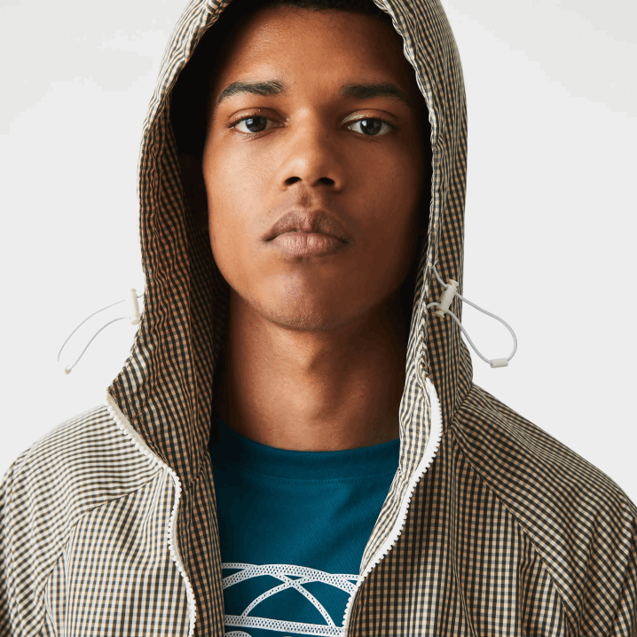 bež tamno bijela kaki zelena 87e 6H4B1232 muškarci Lacoste karirana keper jakna s kapuljačom