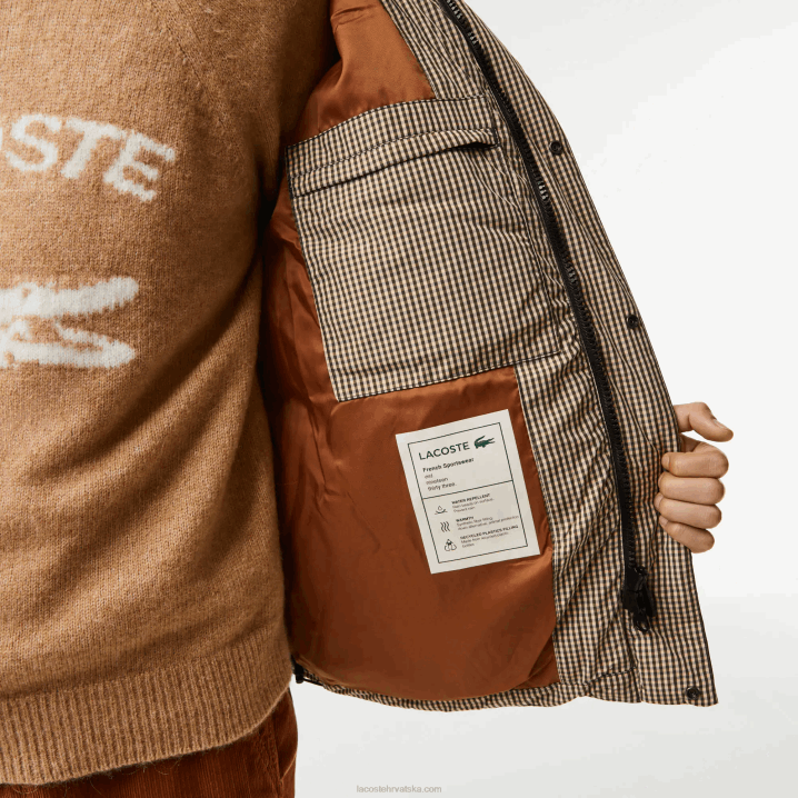 bež tamnoplava kaki zelena 87e 6H4B399 muškarci Lacoste vodoodbojna podstavljena jakna od kepera s kariranim uzorkom