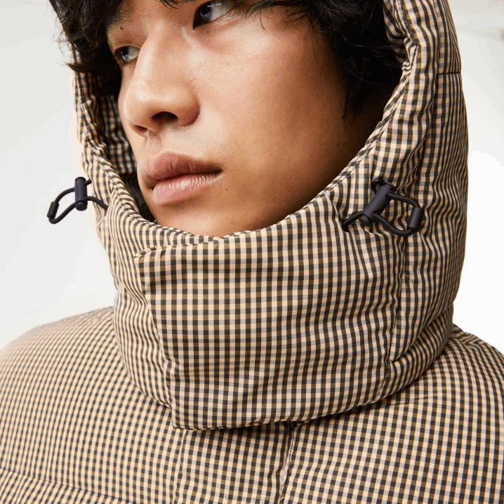 bež tamnoplava kaki zelena 87e 6H4B399 muškarci Lacoste vodoodbojna podstavljena jakna od kepera s kariranim uzorkom