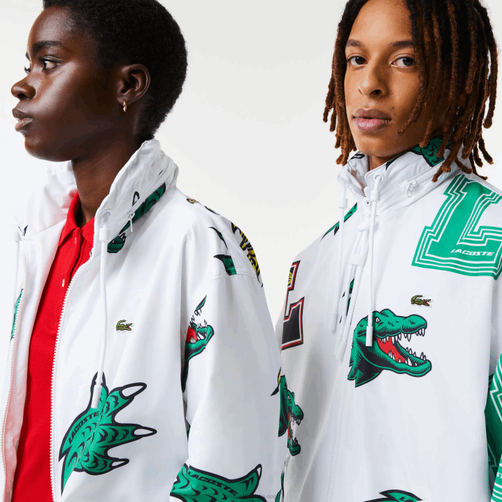 bijeli sbh 6H4B1245 muškarci Lacoste vodootporna jakna od tafta