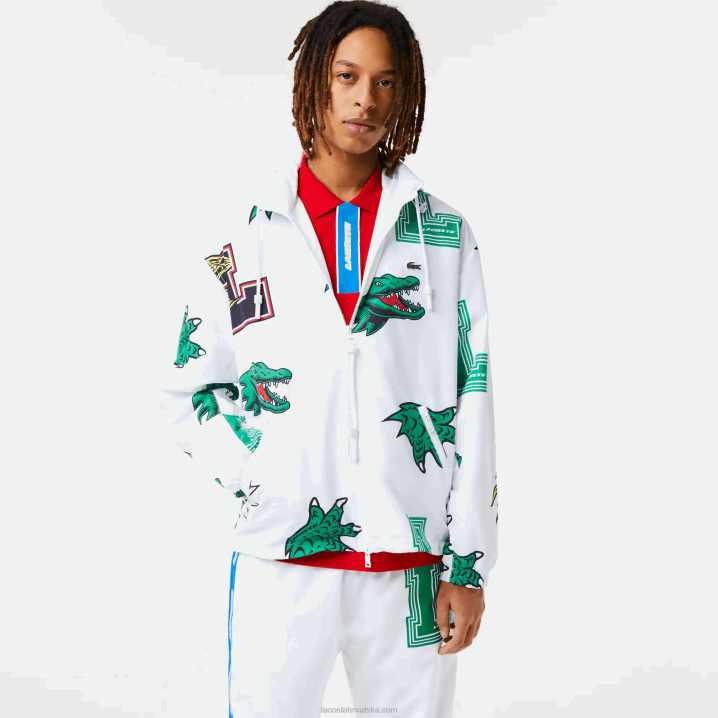 bijeli sbh 6H4B1245 muškarci Lacoste vodootporna jakna od tafta