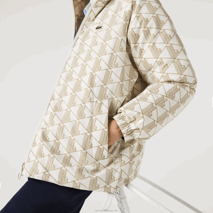 bijelo bež 7dx 6H4B1225 muškarci Lacoste vodoodbojna reverzibilna jakna