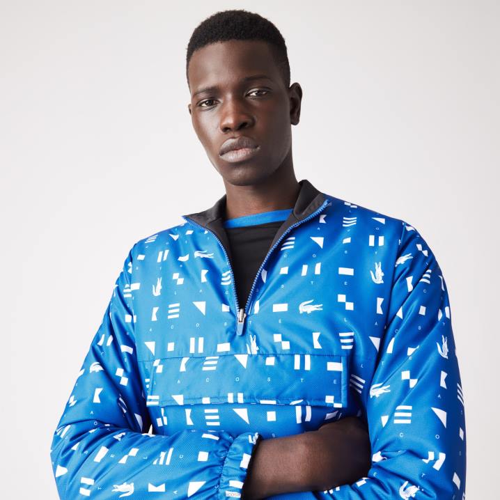 bijelo crno plavo sbm 6H4B1236 muškarci Lacoste sportska reverzibilna vodoodbojna teniska jakna