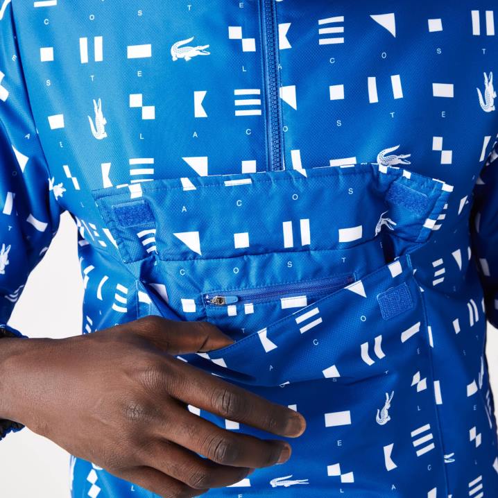 bijelo crno plavo sbm 6H4B1236 muškarci Lacoste sportska reverzibilna vodoodbojna teniska jakna