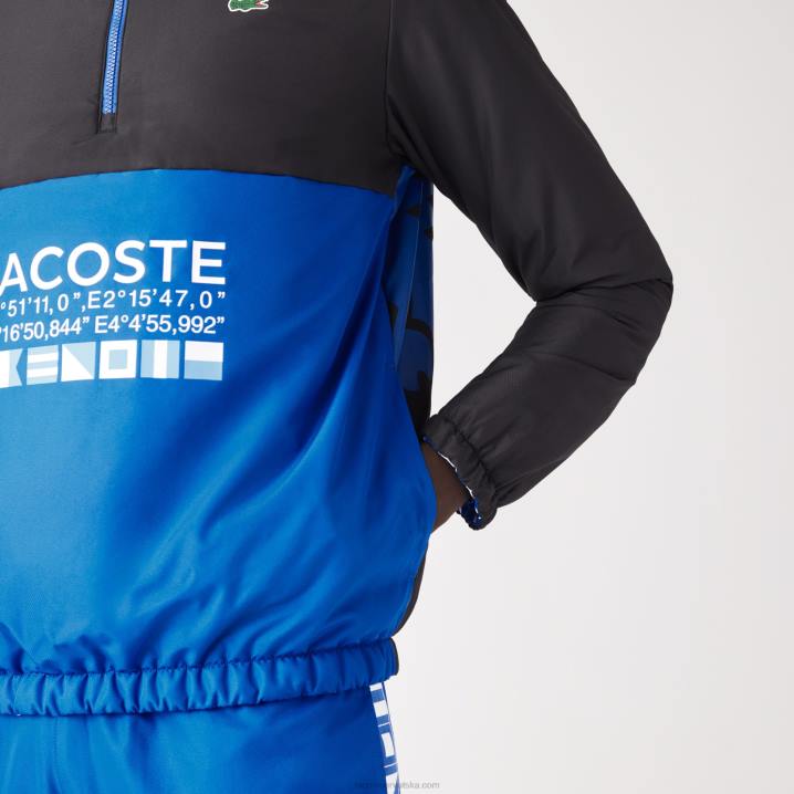 bijelo crno plavo sbm 6H4B1236 muškarci Lacoste sportska reverzibilna vodoodbojna teniska jakna