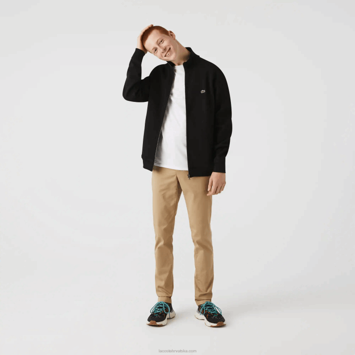 crna 031 6H4B1034 muškarci Lacoste jakna od flisa s stojećim ovratnikom s patentnim zatvaračem