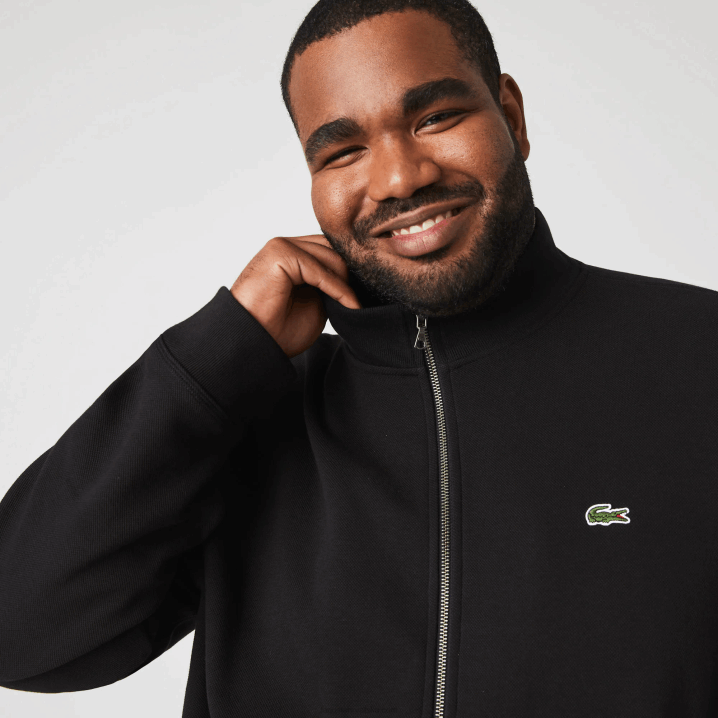 crna 031 6H4B1034 muškarci Lacoste jakna od flisa s stojećim ovratnikom s patentnim zatvaračem