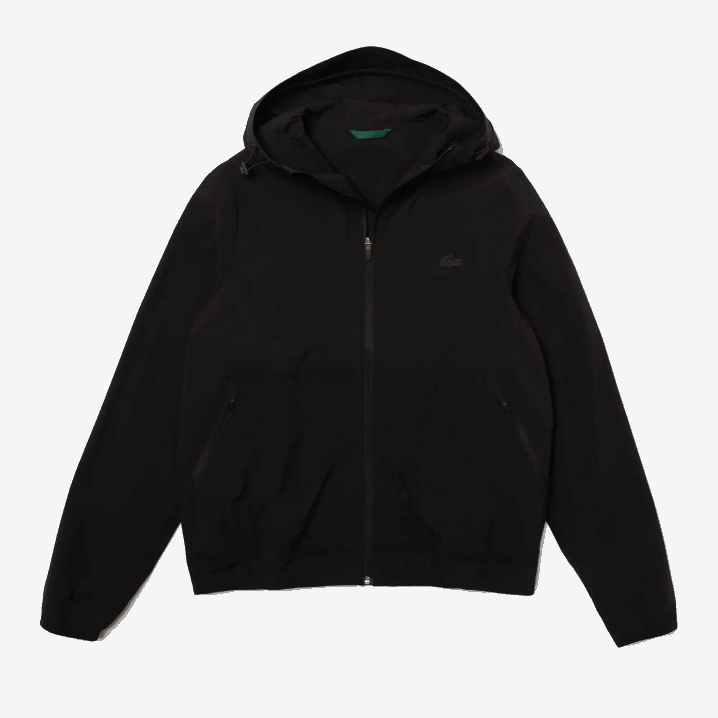 crna 031 6H4B1284 muškarci Lacoste lagana jakna s natpisom na kapuljačom