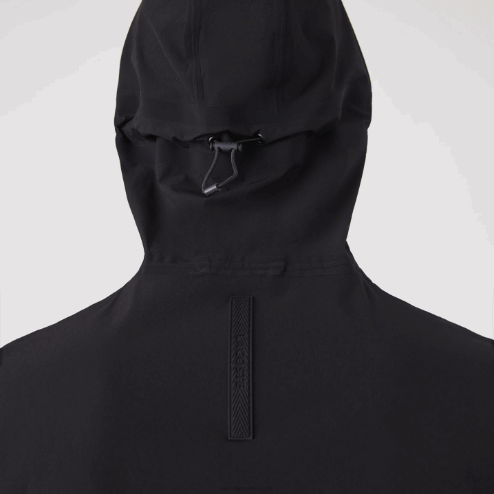 crna 031 6H4B1284 muškarci Lacoste lagana jakna s natpisom na kapuljačom