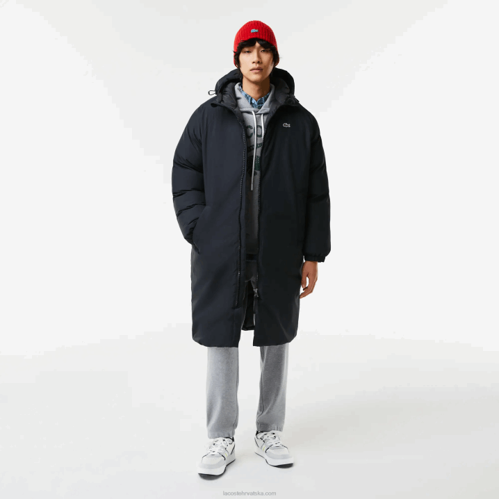 crna 031 6H4B1294 muškarci Lacoste brendirana duga pufer jakna