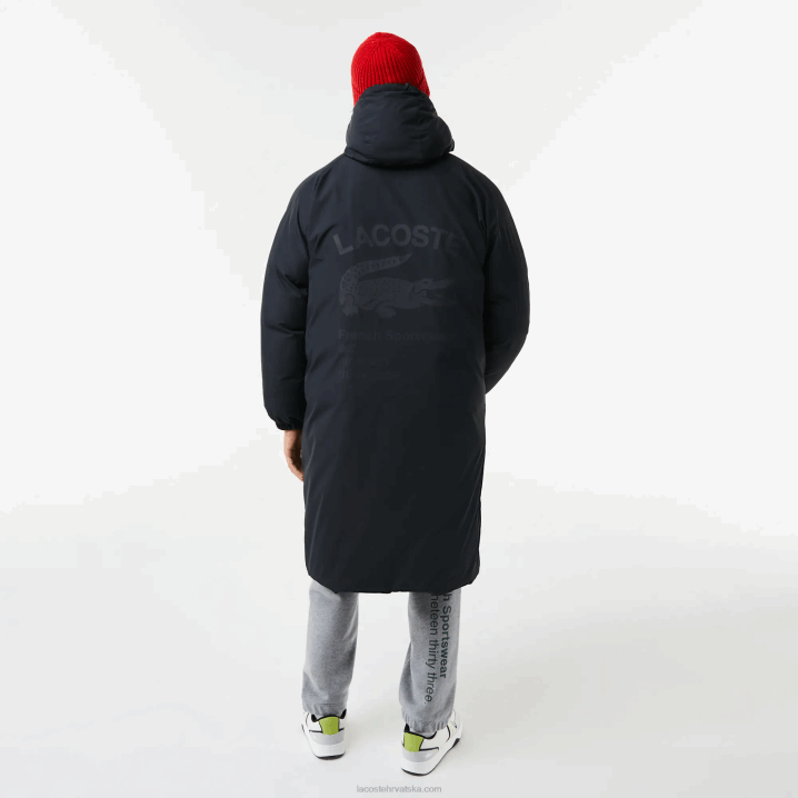 crna 031 6H4B1294 muškarci Lacoste brendirana duga pufer jakna
