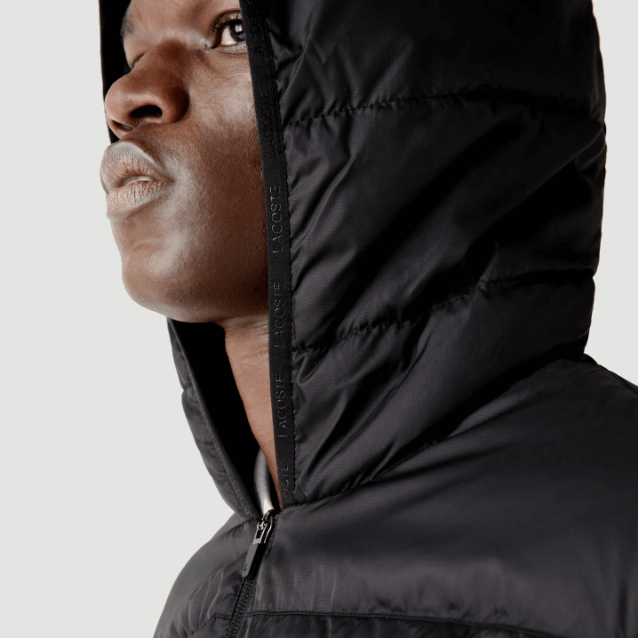 crna c31 6H4B1319 muškarci Lacoste sportska vodootporna prošivena jakna s kapuljačom