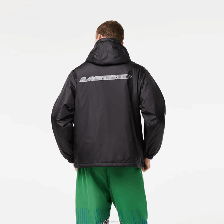 crna c31 6H4B389 muškarci Lacoste skraćena prošivena jakna s kapuljačom