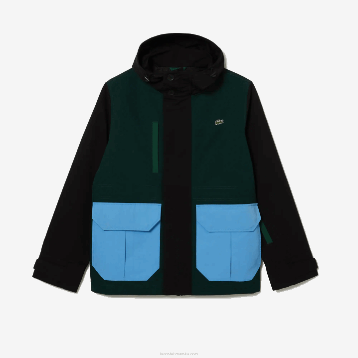 crno plavo zeleno ndn 6H4B1247 muškarci Lacoste vodoodbojna jakna od kepera u boji
