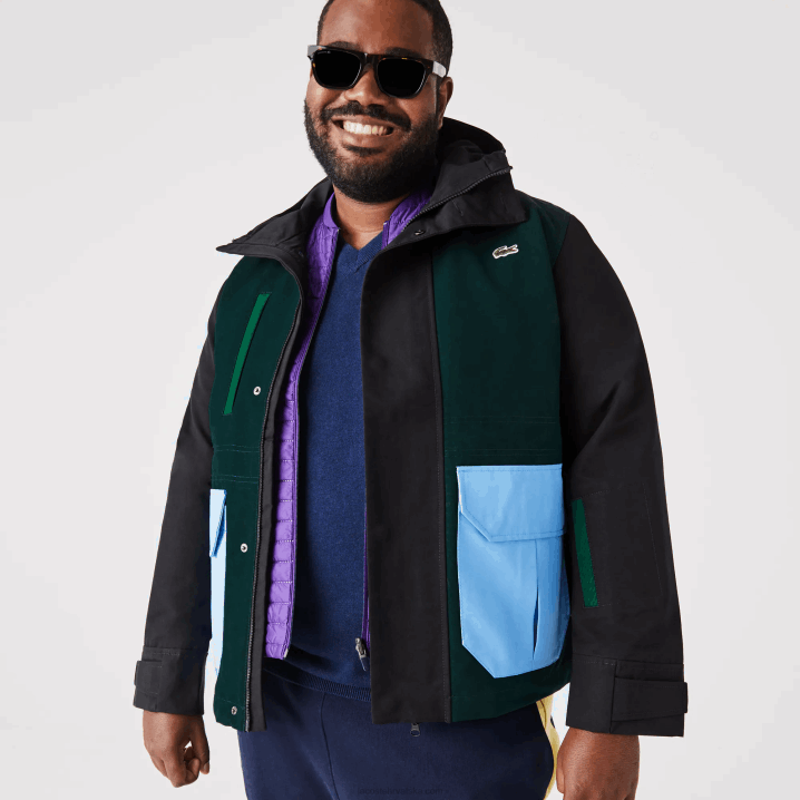 crno plavo zeleno ndn 6H4B1247 muškarci Lacoste vodoodbojna jakna od kepera u boji