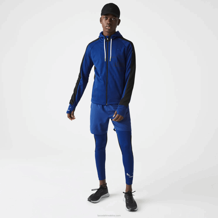 plava crna bijela pwh 6H4B1191 muškarci Lacoste sportska jakna s kapuljačom s kontrastnom trakom