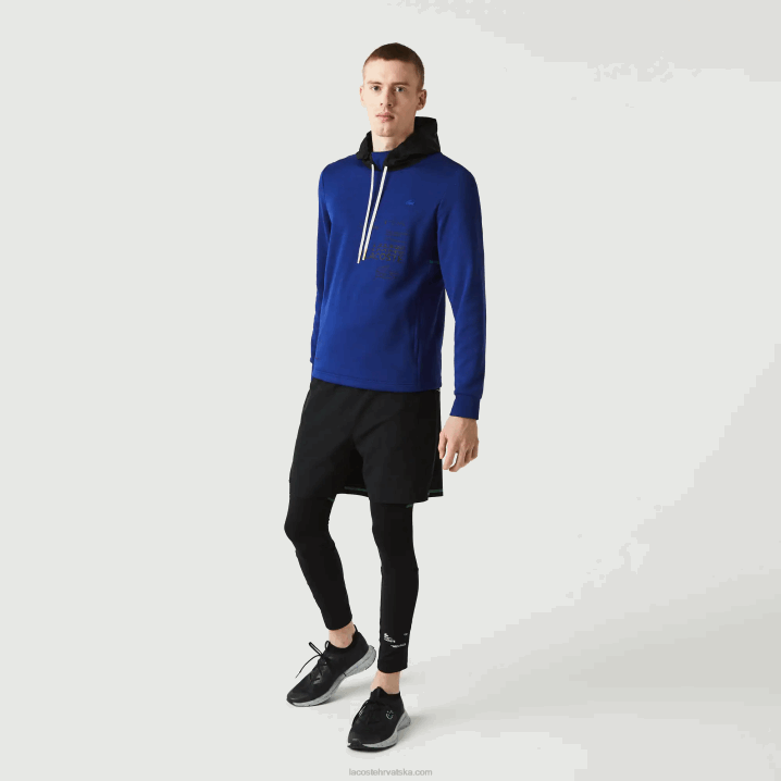 plava crna bijela pwh 6H4B1193 muškarci Lacoste sportska najlonska jakna s kapuljačom s kontrastom