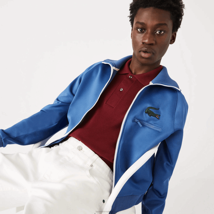 plava hn8 6H4B1203 muškarci Lacoste jakna s patentnim zatvaračem s ovratnikom u obliku krokodila