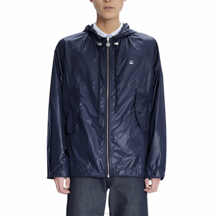 plava težina 6H4B1310 muškarcilacoste x a.p.c. vodootporna najlonska jakna s kapuljačom