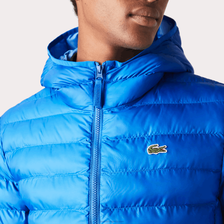 plavi k1q 6H4B1264 muškarci Lacoste prošivena jakna s kapuljačom