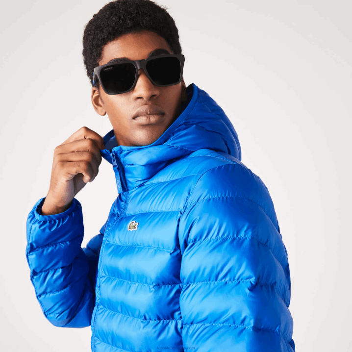 plavi k1q 6H4B1264 muškarci Lacoste prošivena jakna s kapuljačom