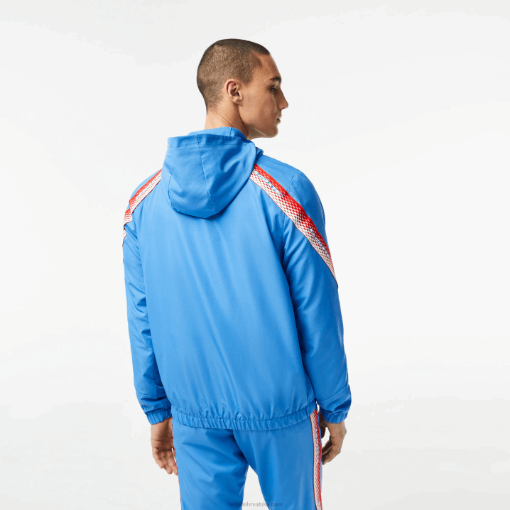 plavo bijelo wxi 6H4B380 muškarci Lacoste teniska jakna s kapuljačom od recikliranog poliestera