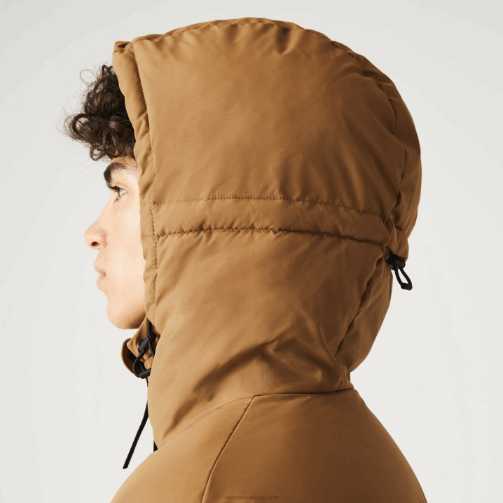 smeđa crna zelena tpv 6H4B1227 muškarci Lacoste prošivena vodoodbojna jakna colorblock