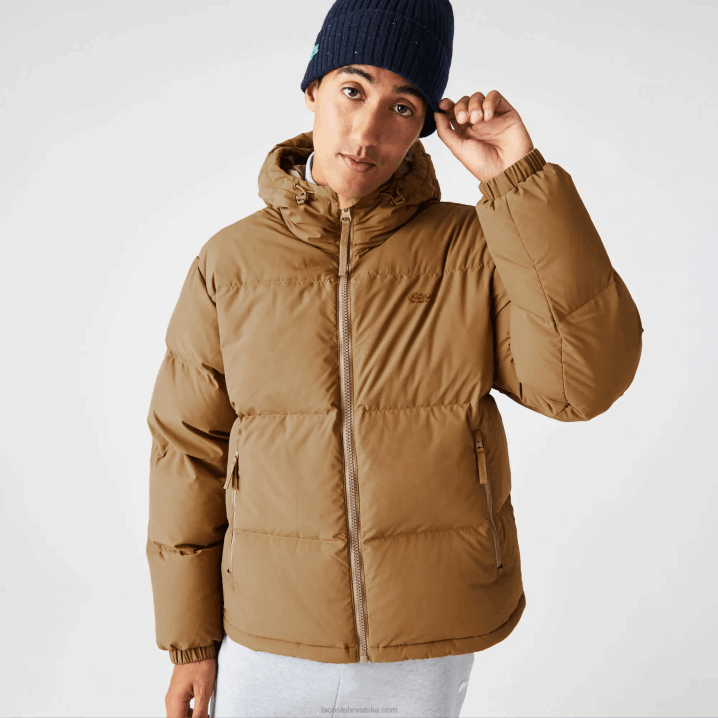 smeđa z0w 6H4B1231 muškarci Lacoste prošivena vodoodbojna jakna