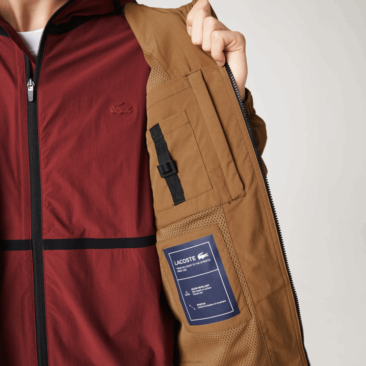 smeđa z0w 6H4B1293 muškarci Lacoste brendirana keper jakna
