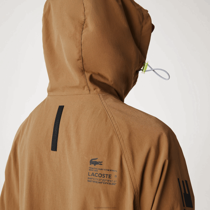 smeđa z0w 6H4B1293 muškarci Lacoste brendirana keper jakna