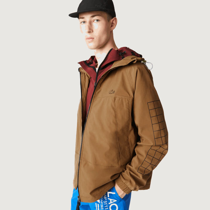 smeđa z0w 6H4B1293 muškarci Lacoste brendirana keper jakna