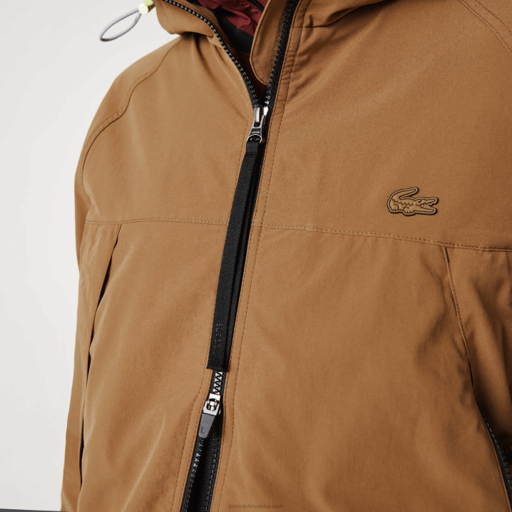 smeđa z0w 6H4B1293 muškarci Lacoste brendirana keper jakna