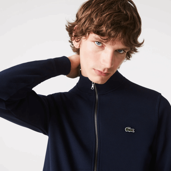 tamnoplava 166 6H4B1035 muškarci Lacoste jakna od flisa s stojećim ovratnikom s patentnim zatvaračem