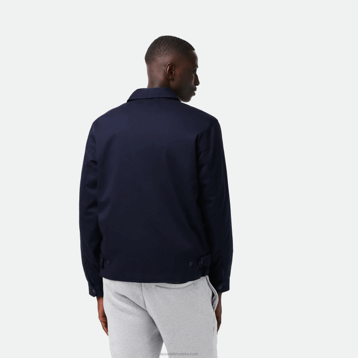 tamnoplava 166 6H4B407 muškarci Lacoste kratka jakna od gabardina od organskog pamuka s patentnim zatvaračem