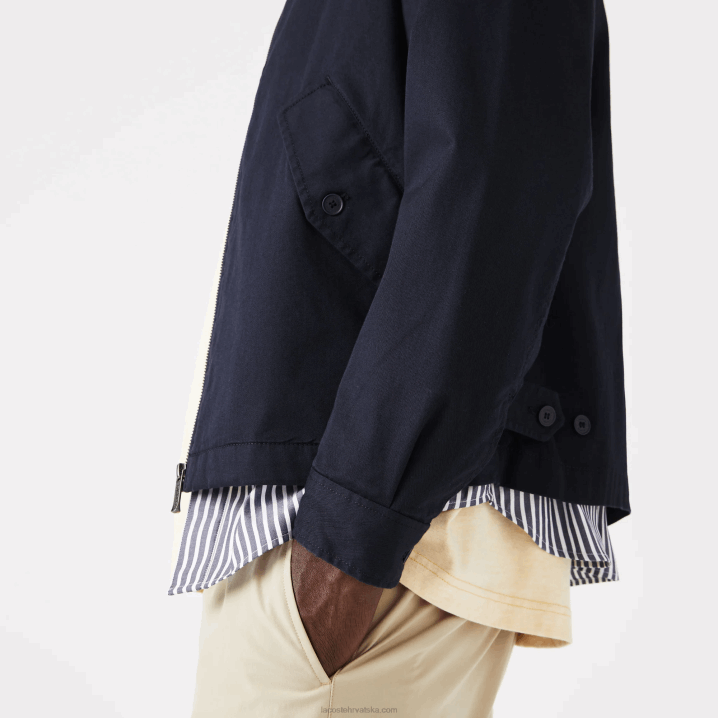 tamnoplava 166 6H4B407 muškarci Lacoste kratka jakna od gabardina od organskog pamuka s patentnim zatvaračem