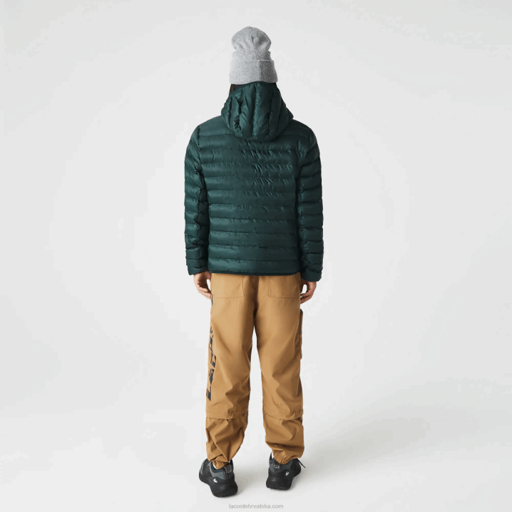 zeleni yzp 6H4B1265 muškarci Lacoste prošivena jakna s kapuljačom