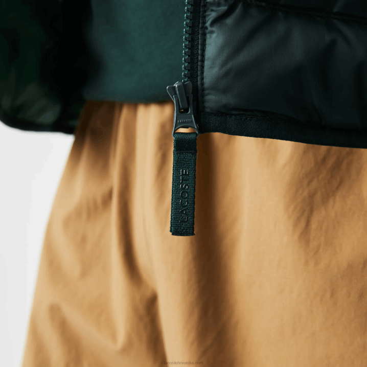 zeleni yzp 6H4B1265 muškarci Lacoste prošivena jakna s kapuljačom