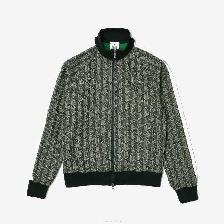 zeleno bež 7m4 6H4B1188 muškarci Lacoste jakna s patentnim zatvaračem s uzorkom živog monograma