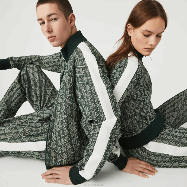 zeleno bež 7m4 6H4B1188 muškarci Lacoste jakna s patentnim zatvaračem s uzorkom živog monograma