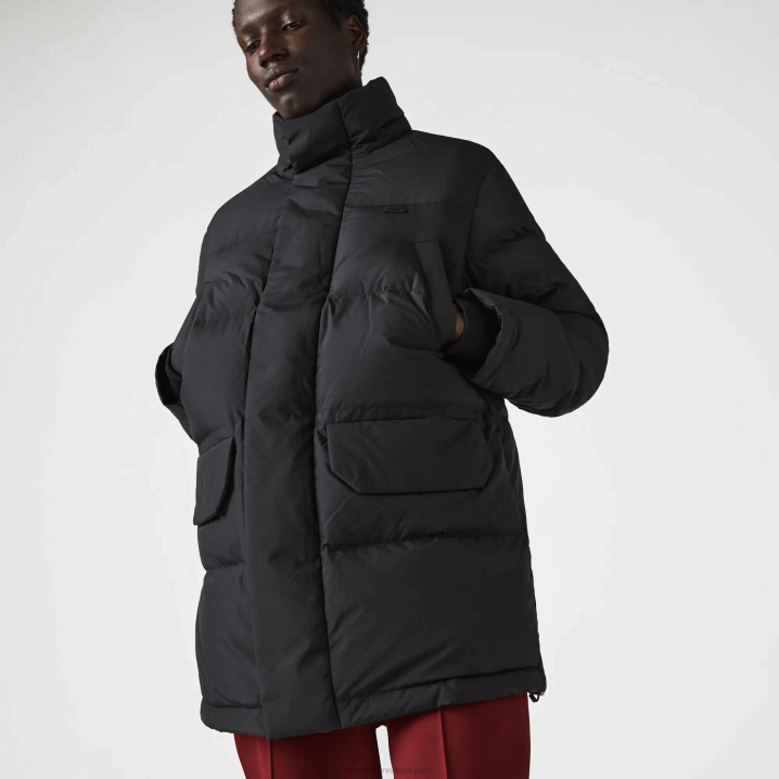 crna 031 6H4B1317 muškarci Lacoste dugi pufer kaput s odvojivom kapuljačom